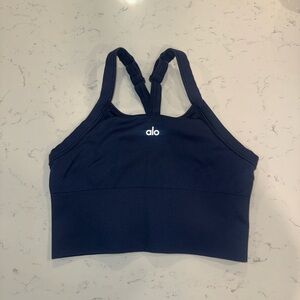 ALO Yoga Seamless Ribbed Favorite Bra Tank in Navy